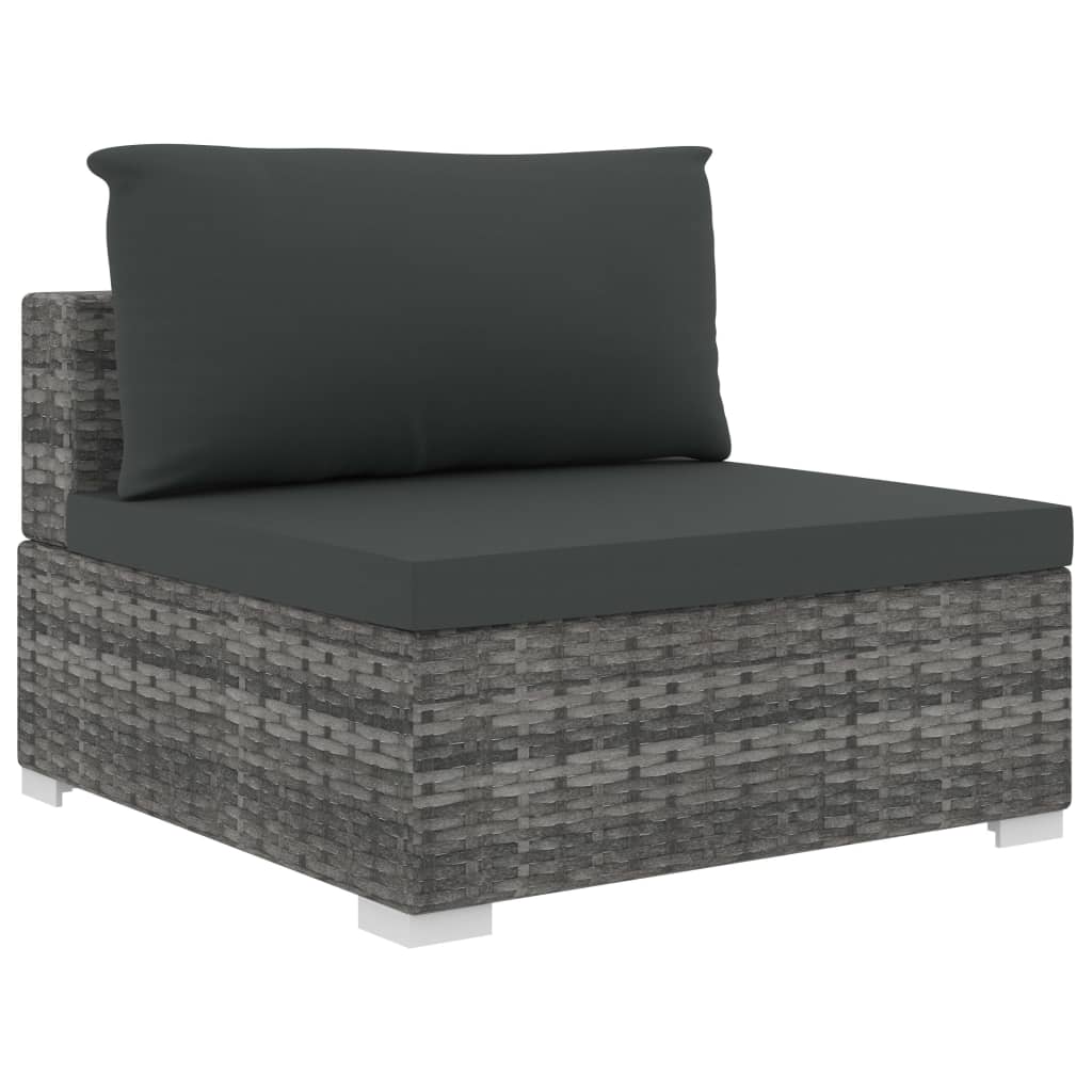 Set Divani da Giardino 12 pz con Cuscini in Polyrattan Grigio