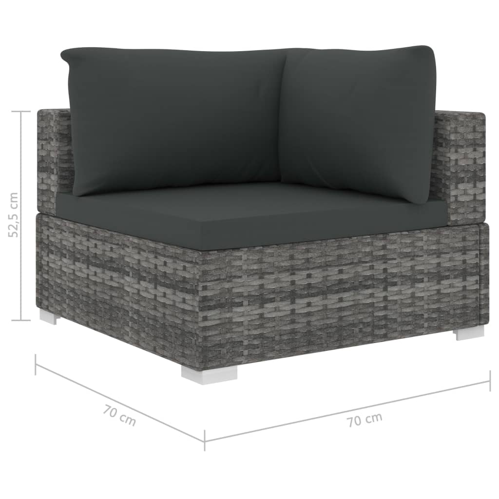 Set Divani da Giardino 12 pz con Cuscini in Polyrattan Grigio