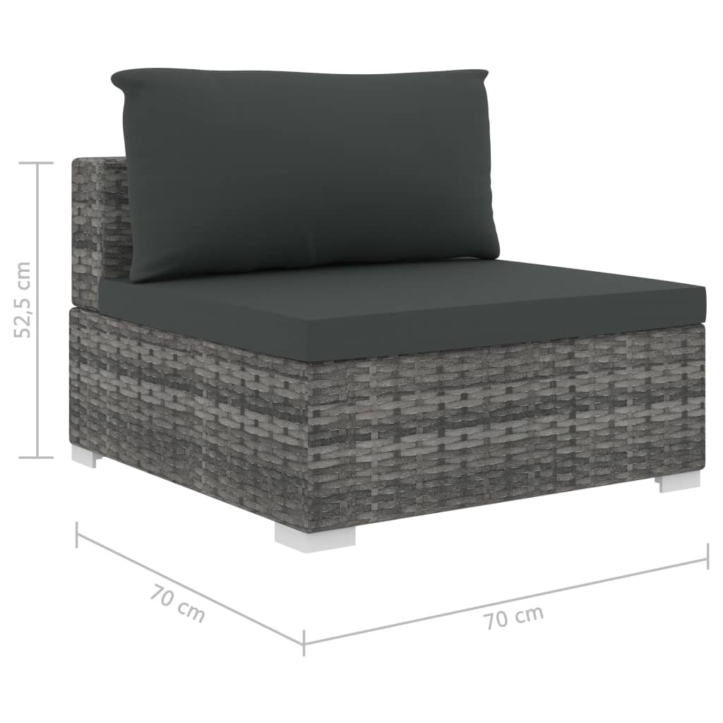 Set Divani da Giardino 12 pz con Cuscini in Polyrattan Grigio