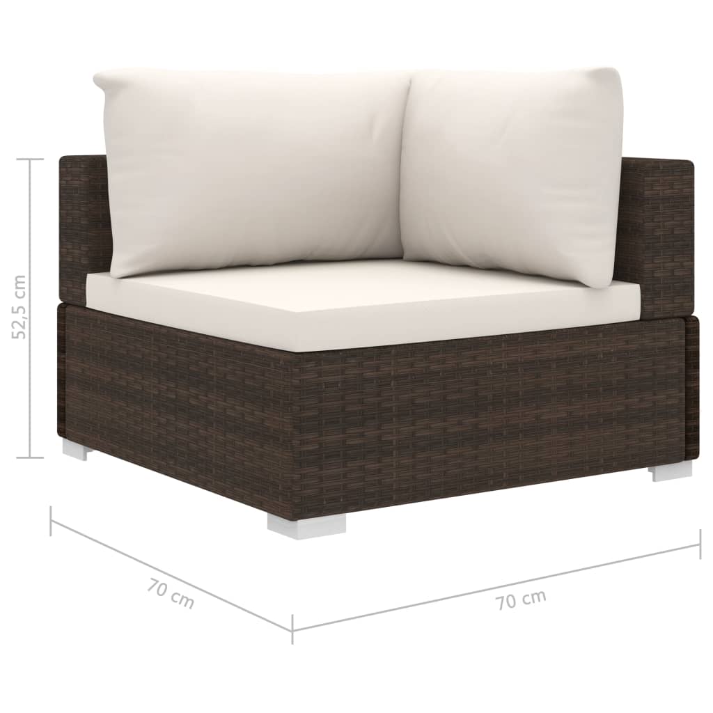 Set Divani da Giardino 4 pz con Cuscini in Polyrattan Marrone