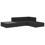 Set Divani da Giardino 4 pz con Cuscini in Polyrattan Nero