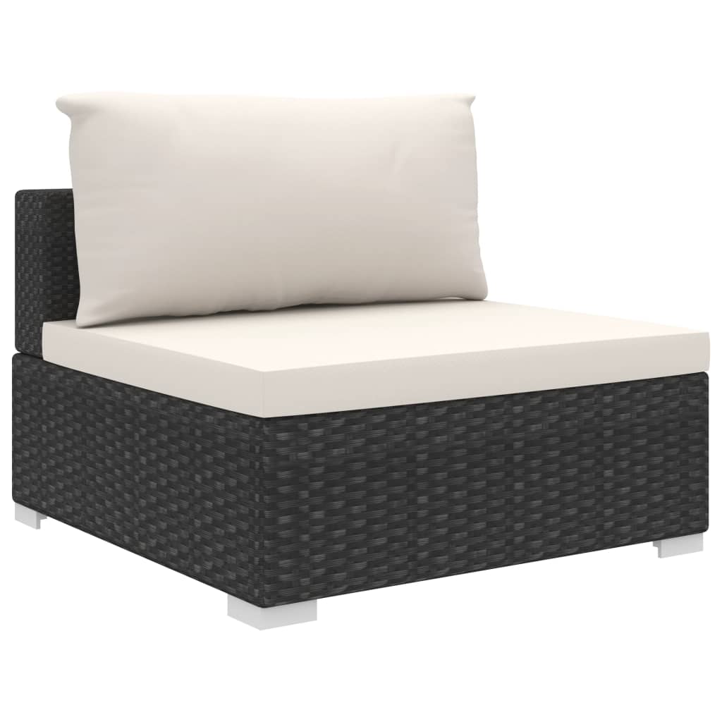 Set Divani da Giardino 4 pz con Cuscini in Polyrattan Nero