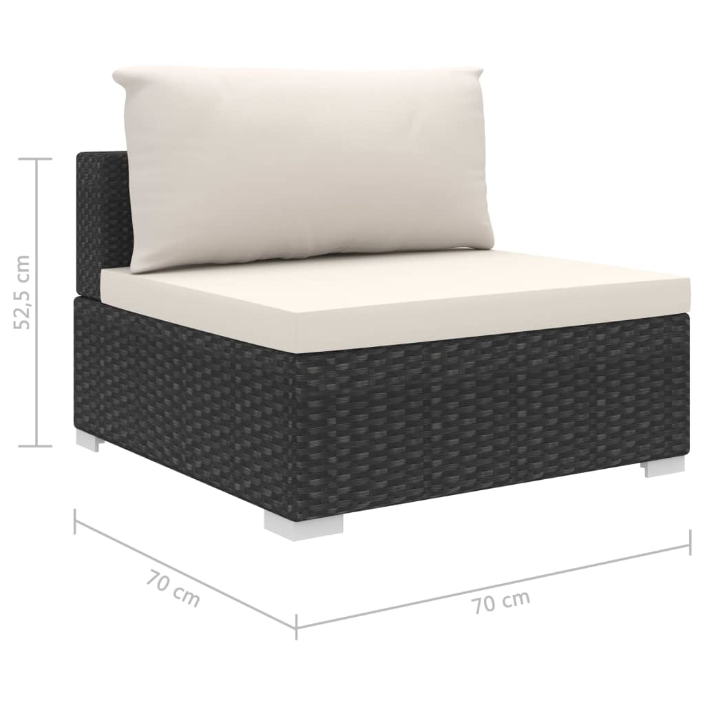 Set Divani da Giardino 4 pz con Cuscini in Polyrattan Nero