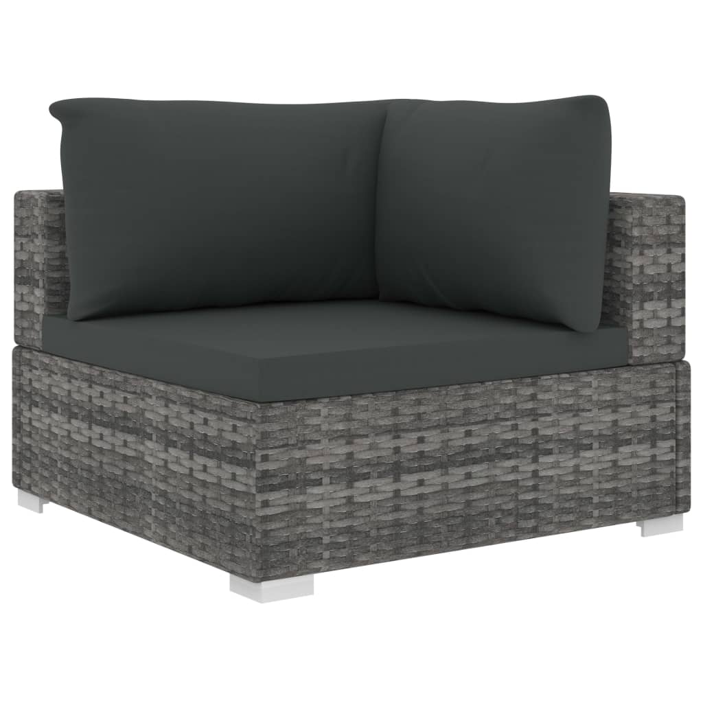 Set Divani da Giardino 5 pz con Cuscini in Polyrattan Grigio