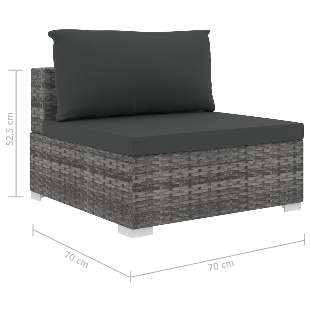 Set Divani da Giardino 5 pz con Cuscini in Polyrattan Grigio