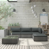 Set Divani da Giardino 5 pz con Cuscini in Polyrattan Grigio