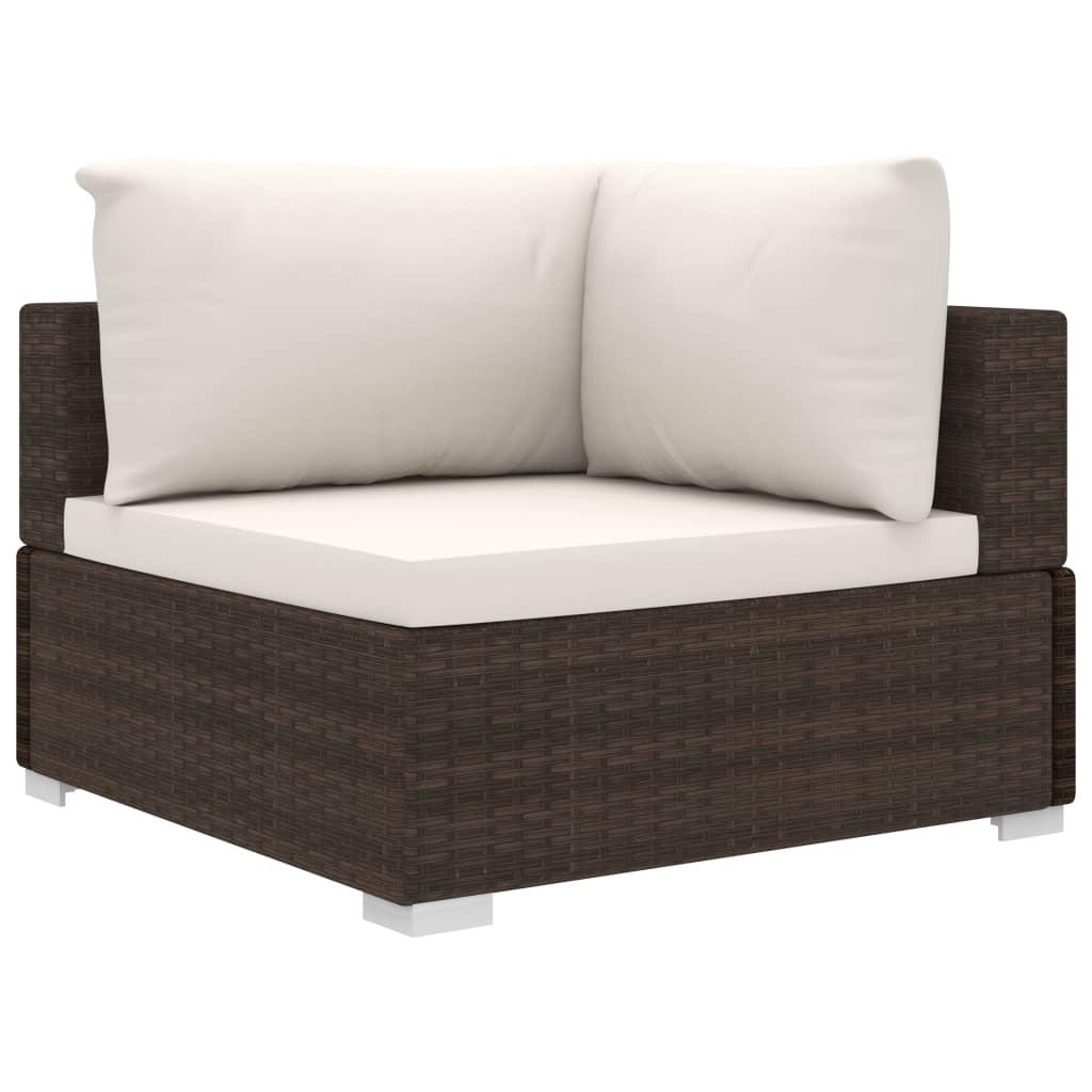 Set Divani da Giardino 11 pz con Cuscini in Polyrattan Marrone