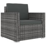 Set Divani da Giardino 11 pz con Cuscini in Polyrattan Grigio