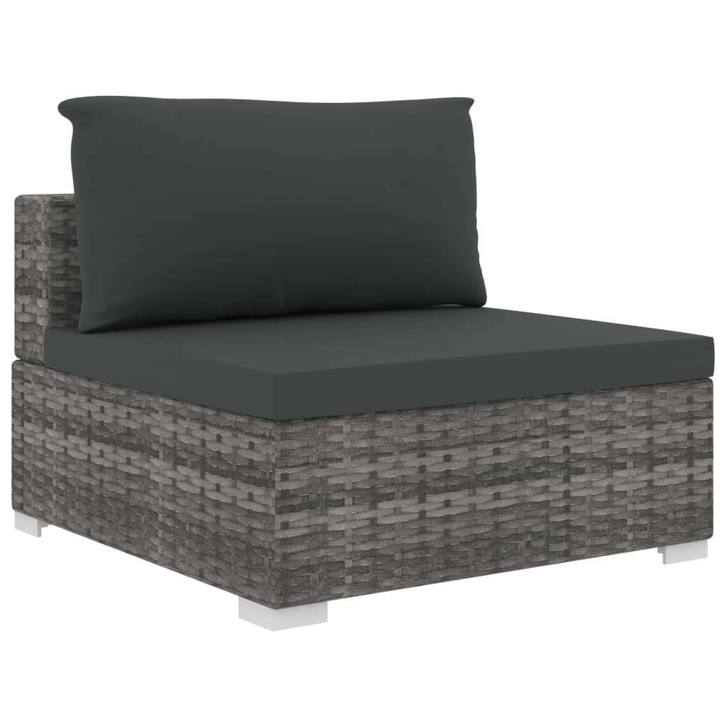 Set Divani da Giardino 11 pz con Cuscini in Polyrattan Grigio