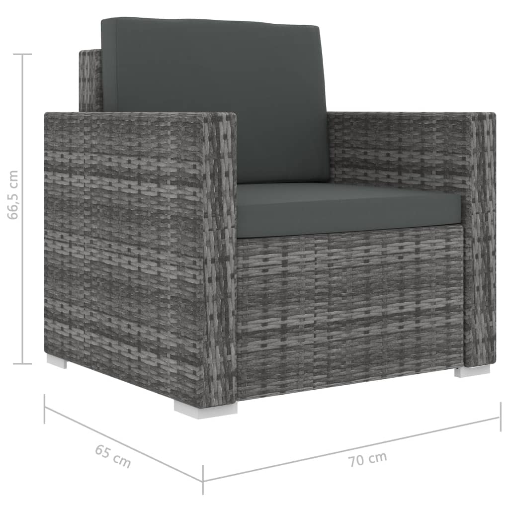 Set Divani da Giardino 11 pz con Cuscini in Polyrattan Grigio