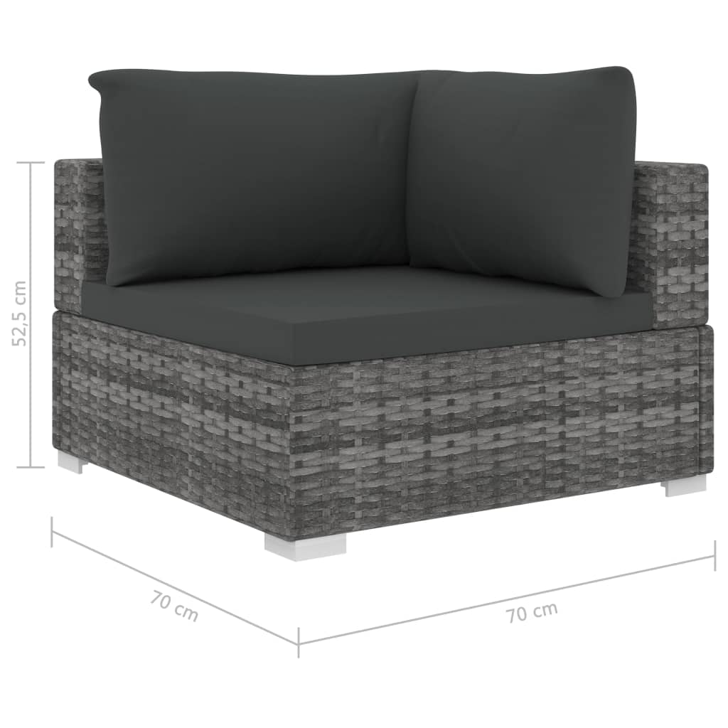 Set Divani da Giardino 11 pz con Cuscini in Polyrattan Grigio