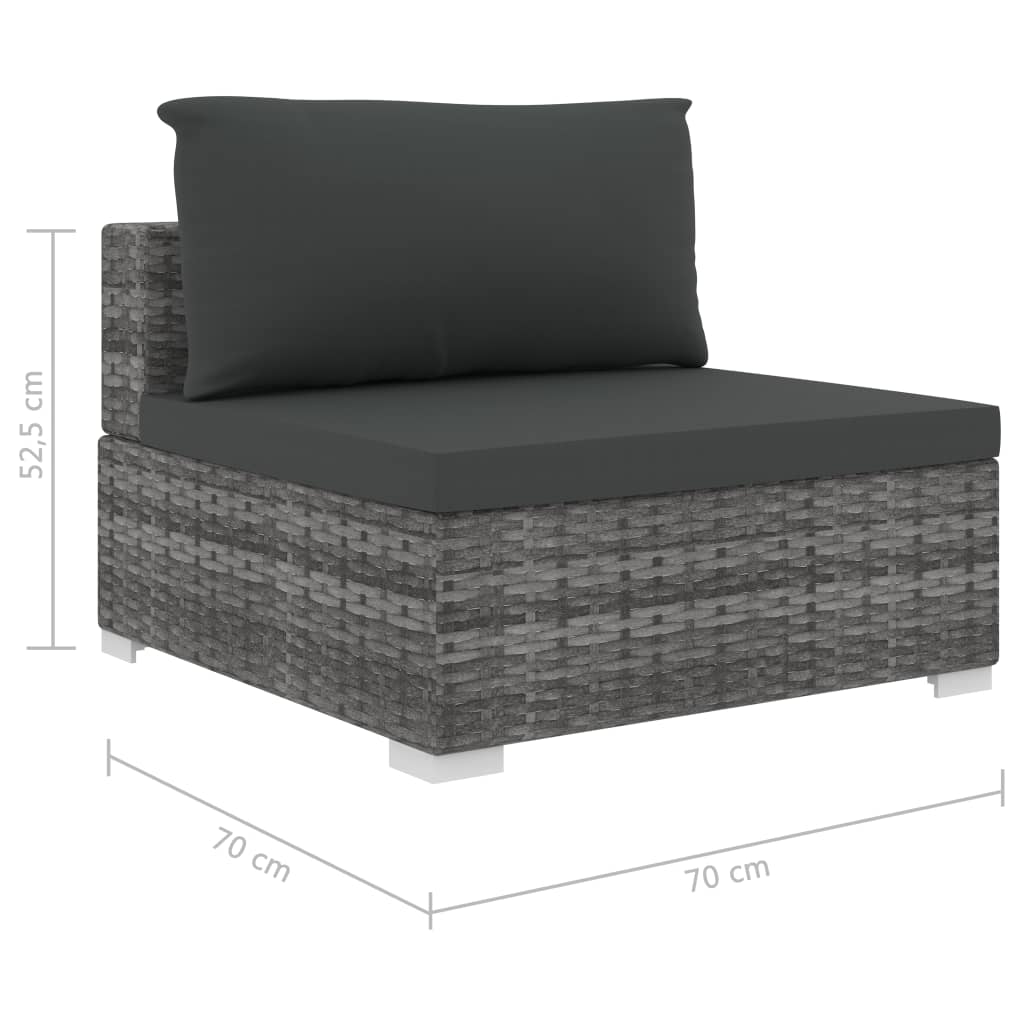 Set Divani da Giardino 11 pz con Cuscini in Polyrattan Grigio