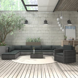 Set Divani da Giardino 11 pz con Cuscini in Polyrattan Grigio