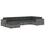 Seduta Centrale Modulare 1 pz con Cuscini in Polyrattan Grigio