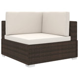 Poltrona Modulare ad Angolo 1 pz con Cuscini Polyrattan Marrone