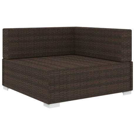 Poltrona Modulare ad Angolo 1 pz con Cuscini Polyrattan Marrone