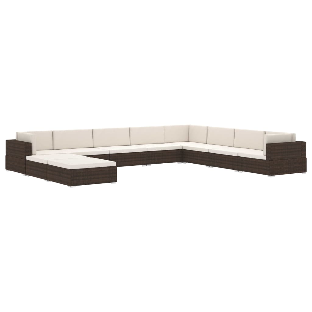 Poltrona Modulare ad Angolo 1 pz con Cuscini Polyrattan Marrone