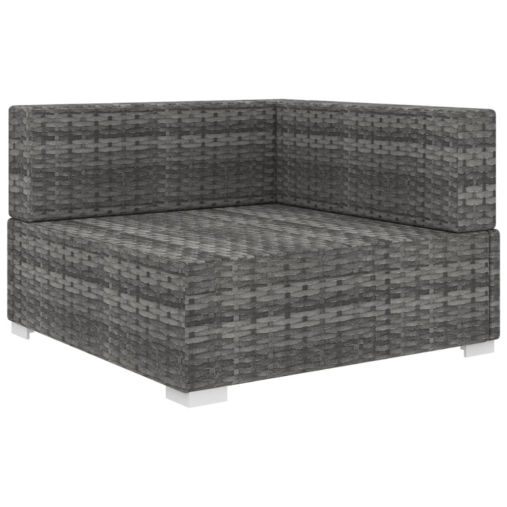 Poltrona Modulare ad Angolo 1 pz con Cuscini Polyrattan Grigio