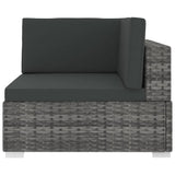 Poltrona Modulare ad Angolo 1 pz con Cuscini Polyrattan Grigio