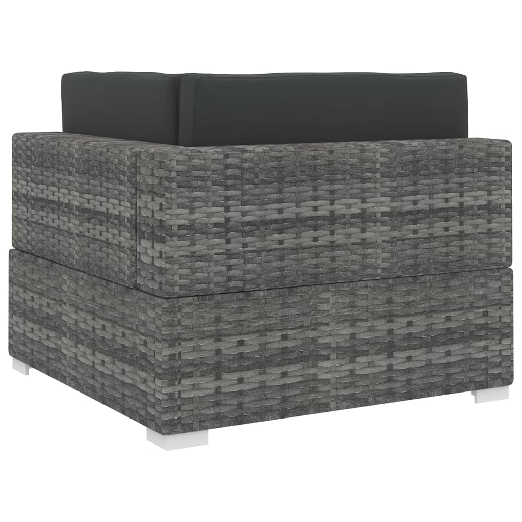 Poltrona Modulare ad Angolo 1 pz con Cuscini Polyrattan Grigio