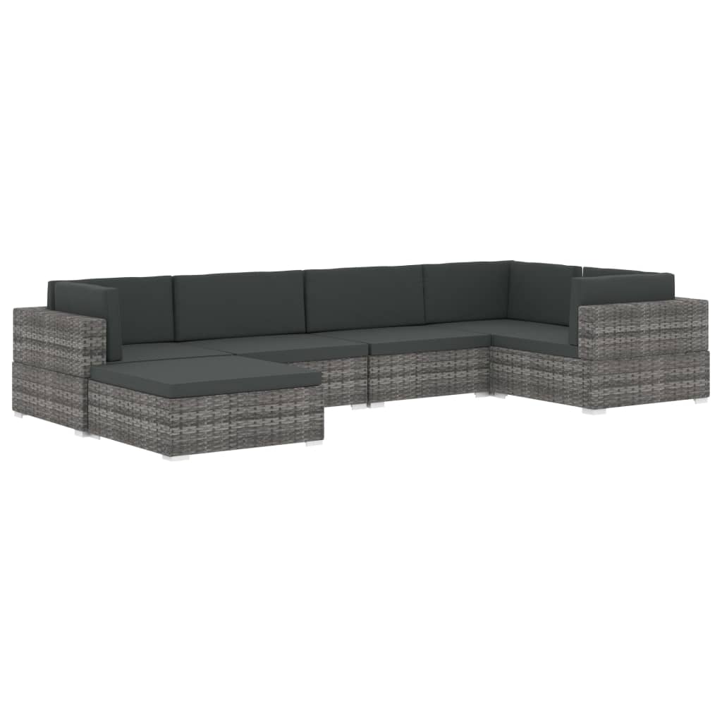 Poltrona Modulare ad Angolo 1 pz con Cuscini Polyrattan Grigio