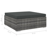 Poggiapiedi Modulare 1 pz con Cuscino in Polyrattan Grigio