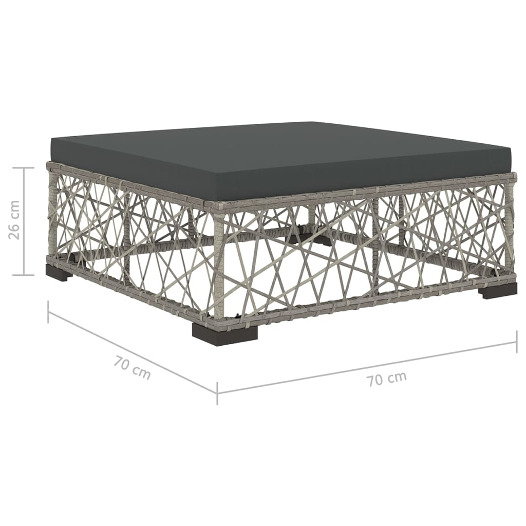 Set Divani da Giardino 6 pz con Cuscini in Polyrattan Grigio