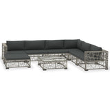 Set Divani da Giardino 8 pz con Cuscini in Polyrattan Grigio