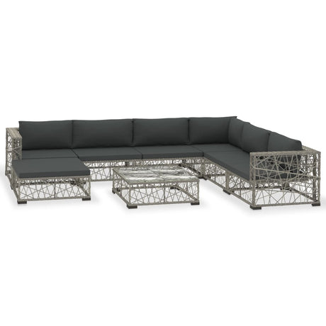 Set Divani da Giardino 8 pz con Cuscini in Polyrattan Grigio