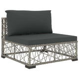 Set Divani da Giardino 8 pz con Cuscini in Polyrattan Grigio