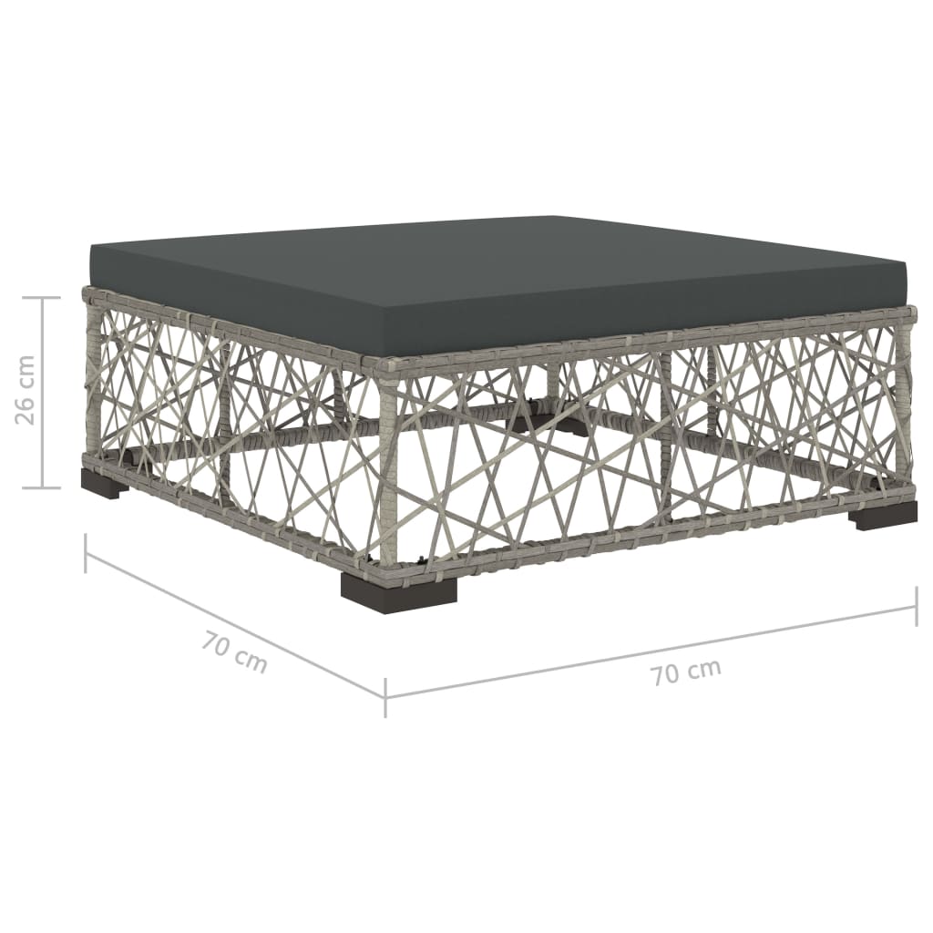 Set Divani da Giardino 8 pz con Cuscini in Polyrattan Grigio