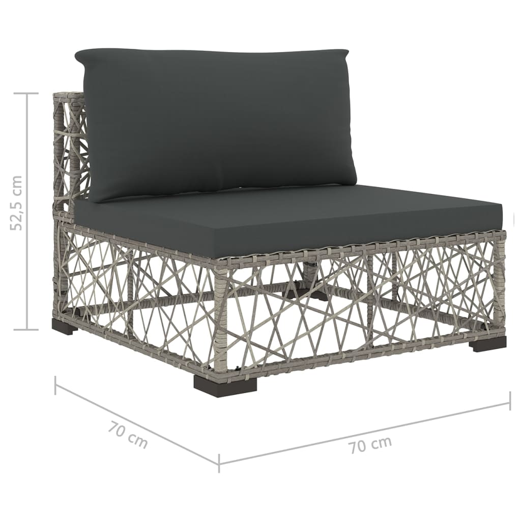 Set Divani da Giardino 5 pz con Cuscini in Polyrattan Grigio