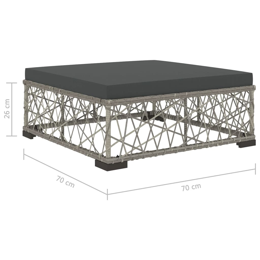 Set Divani da Giardino 5 pz con Cuscini in Polyrattan Grigio