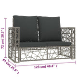 Set Divani da Giardino 2 pz con Cuscini in Polyrattan Grigio