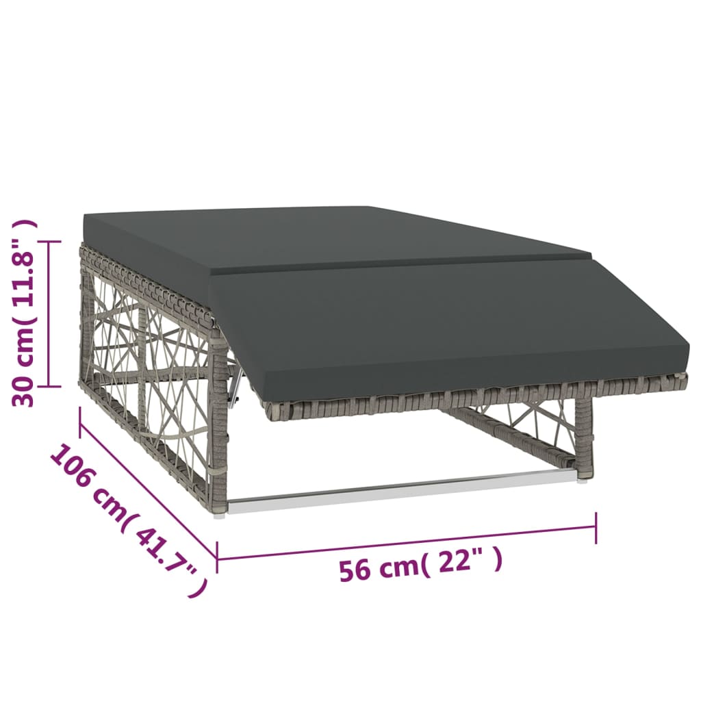 Set Divani da Giardino 2 pz con Cuscini in Polyrattan Grigio