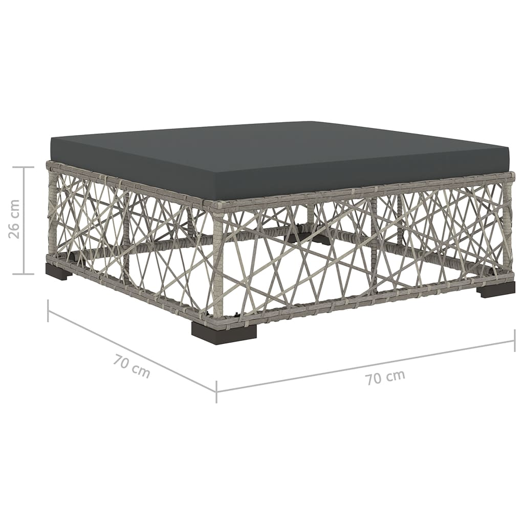 Set Divani da Giardino 5 pz con Cuscini in Polyrattan Grigio