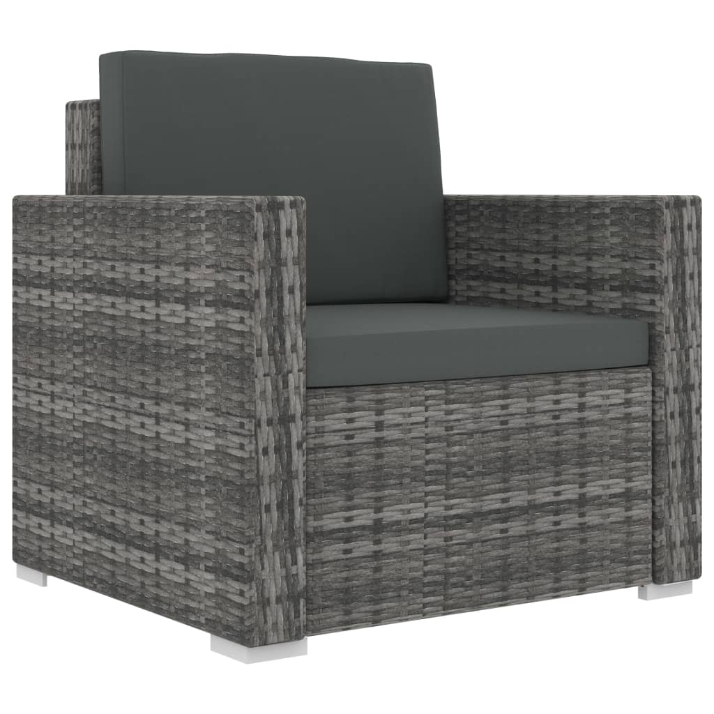 Set Divani da Giardino 8 pz con Cuscini in Polyrattan Grigio