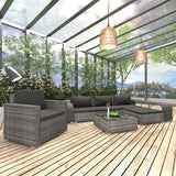 Set Divani da Giardino 8 pz con Cuscini in Polyrattan Grigio