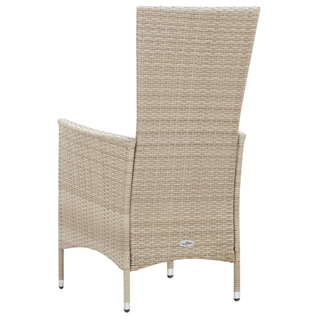 Set da Pranzo da Giardino 9 pz con Cuscini in Polyrattan Beige