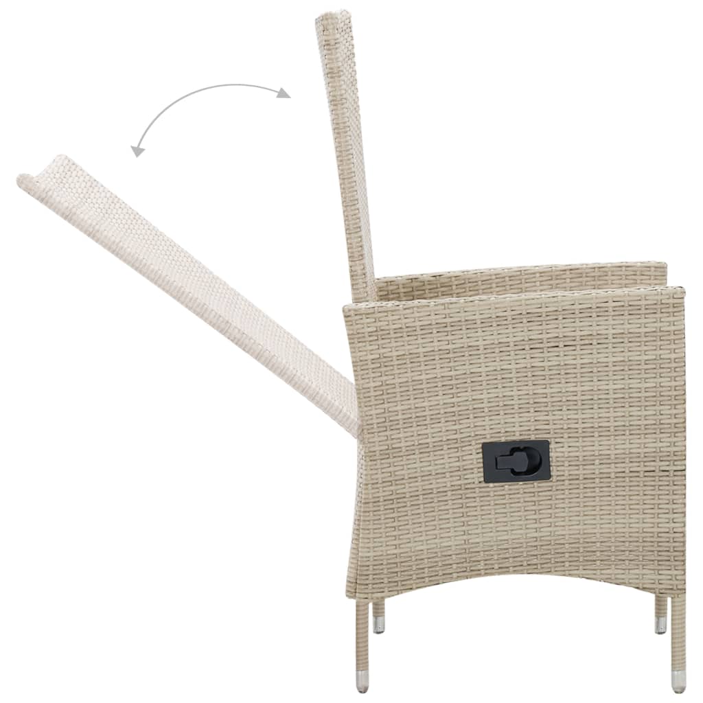 Set da Pranzo da Giardino 9 pz con Cuscini in Polyrattan Beige