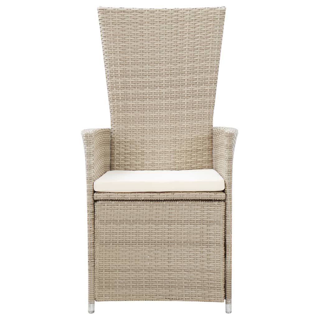 Sedie da Giardino Reclinabili 2 pz con Cuscini Polyrattan Beige