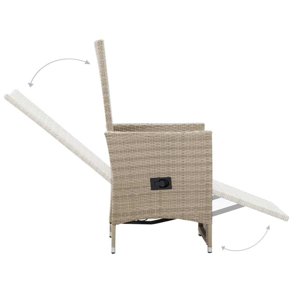 Sedie da Giardino Reclinabili 2 pz con Cuscini Polyrattan Beige