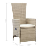 Sedie da Giardino Reclinabili 2 pz con Cuscini Polyrattan Beige