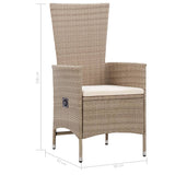 Set da Pranzo da Giardino 9 pz con Cuscini in Polyrattan Beige