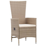 Set da Pranzo da Giardino 9 pz con Cuscini in Polyrattan Beige