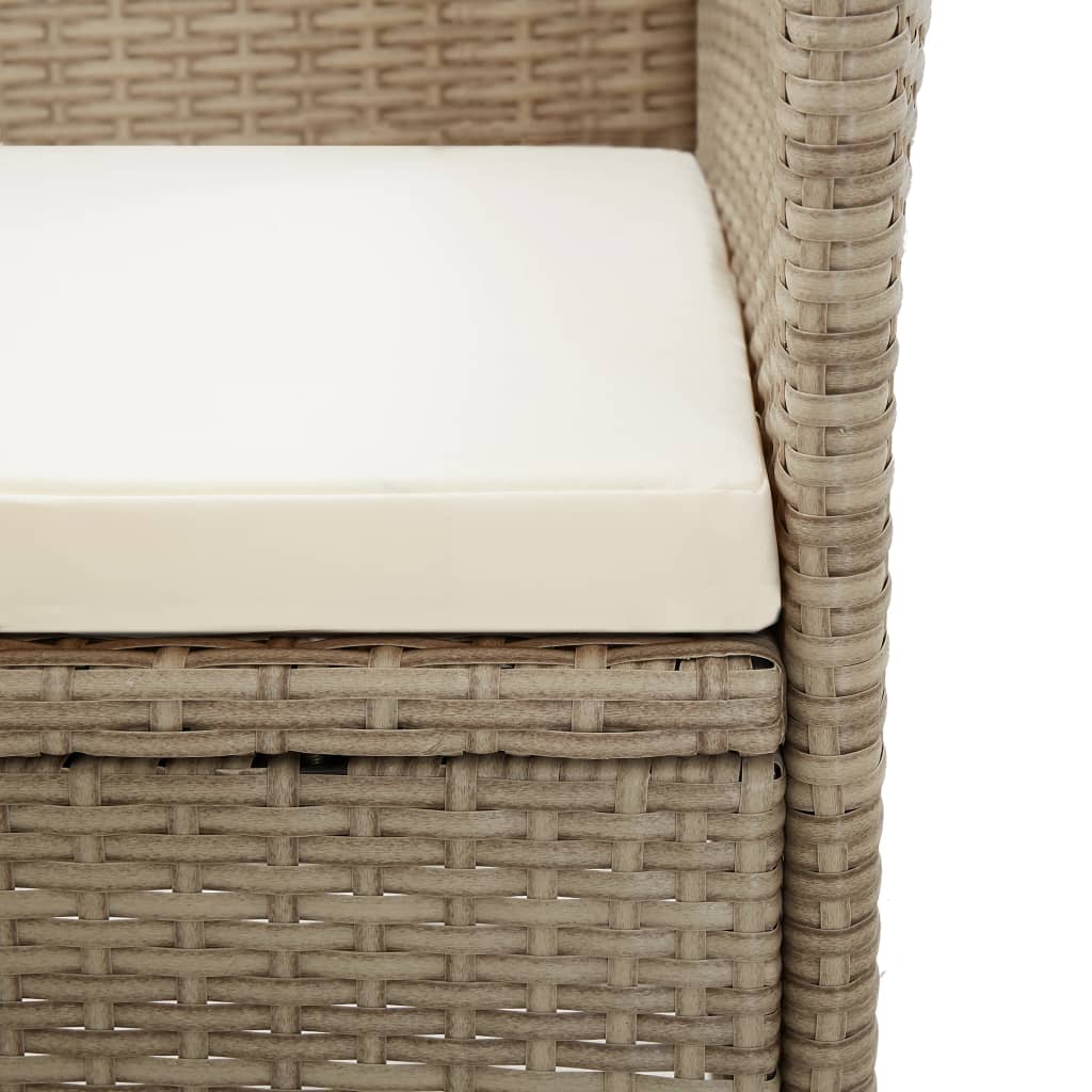 Sedie da Esterno 2 pz con Cuscini in Polyrattan Beige