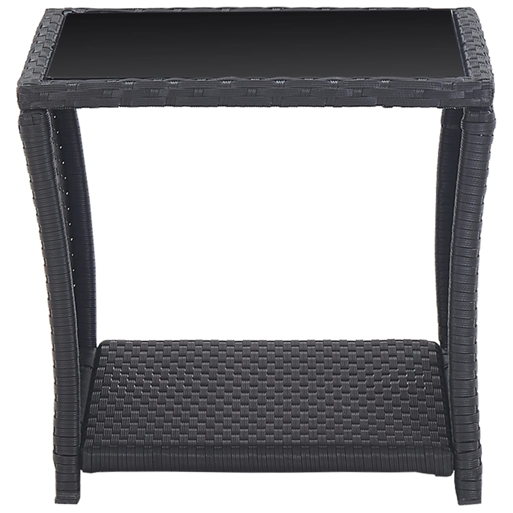 Set da Bistrot 3 pz con Cuscini in Polyrattan Nero