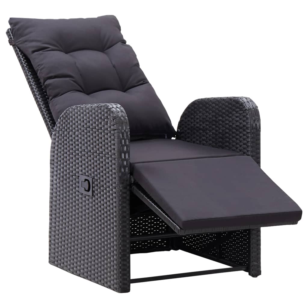 Set da Bistrot 3 pz con Cuscini in Polyrattan Nero