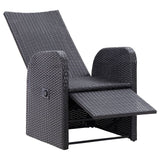 Set da Bistrot 3 pz con Cuscini in Polyrattan Nero