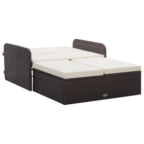 Set Divani da Giardino 2 pz con Cuscini in Polyrattan Marrone